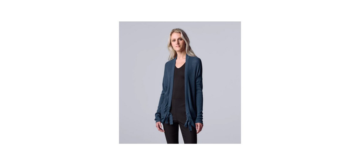 apparel-Best Women's Simply Vera Vera Wang Ruched Open-Front Cardigan apparel-Best Women's Simply Vera Vera Wang Ruched Open-Front Cardigan