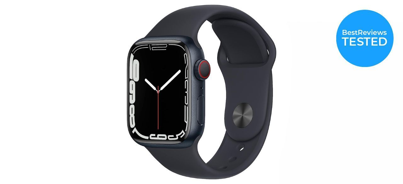 a tan Apple Watch Series 7 smart watch