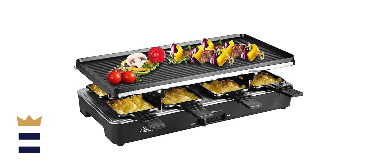 Artestia Electric Raclette Grill with Two Full-Size Top Plates