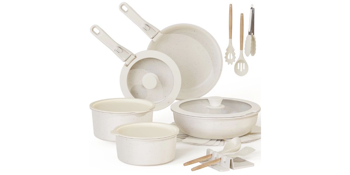Astercook 20 Piece Ceramic Pots and Pans Set