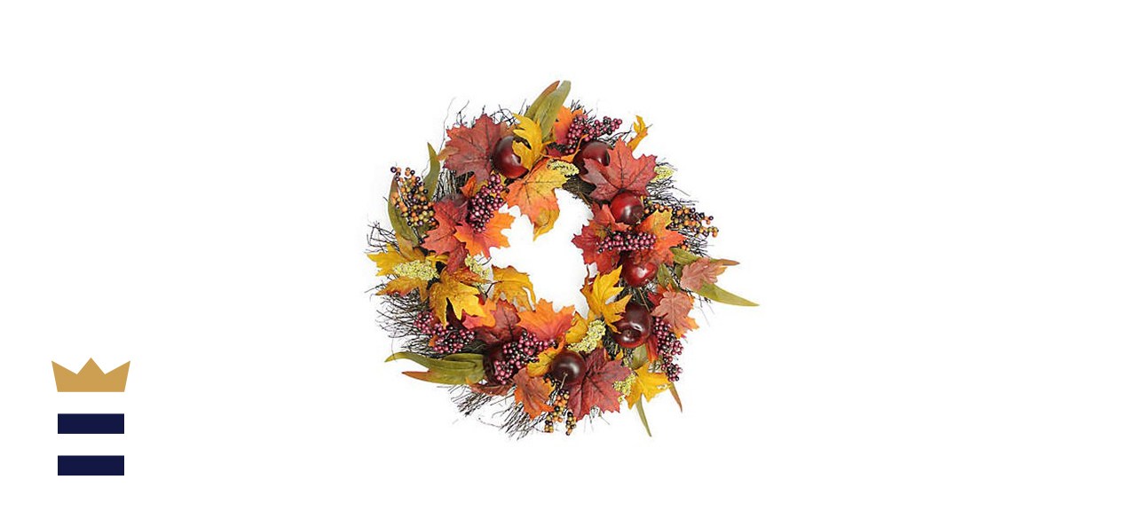 22-Inch Artificial Apples, Berries &amp; Leaves Wreath