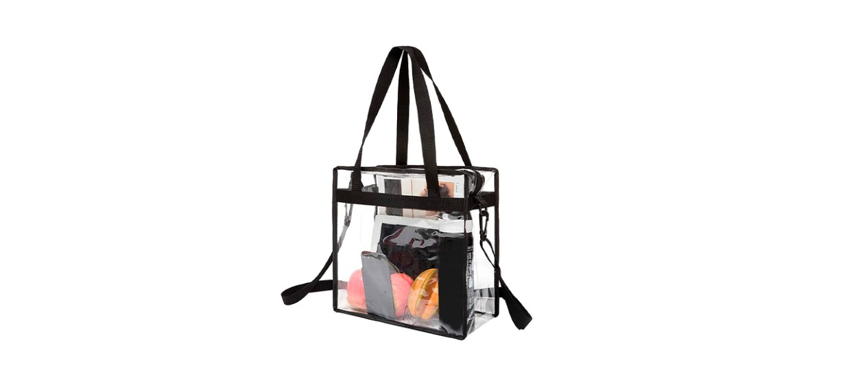 Bagail Stadium-Approved Clear Tote Bag With Zipper Closure And Cross-Body Strap