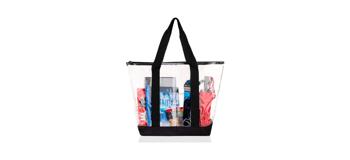 Bags For Less Security-Approved Clear Tote Bags With Zipper And External Pocket