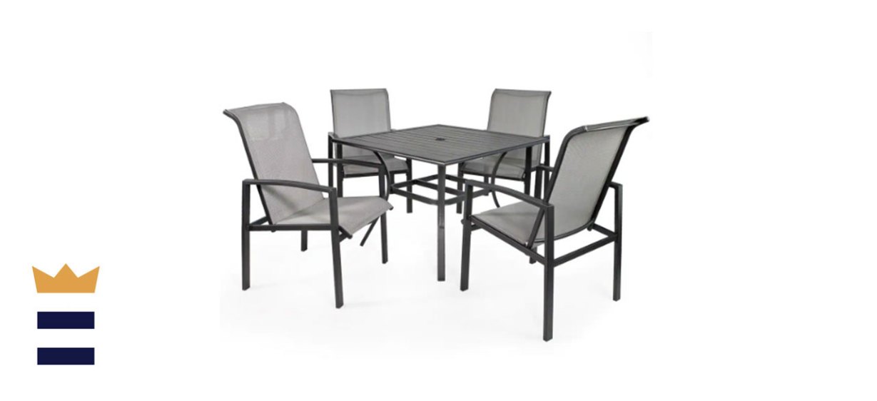 Barton Vienna 5-Piece Outdoor Patio Dinner Set with Metal Rack