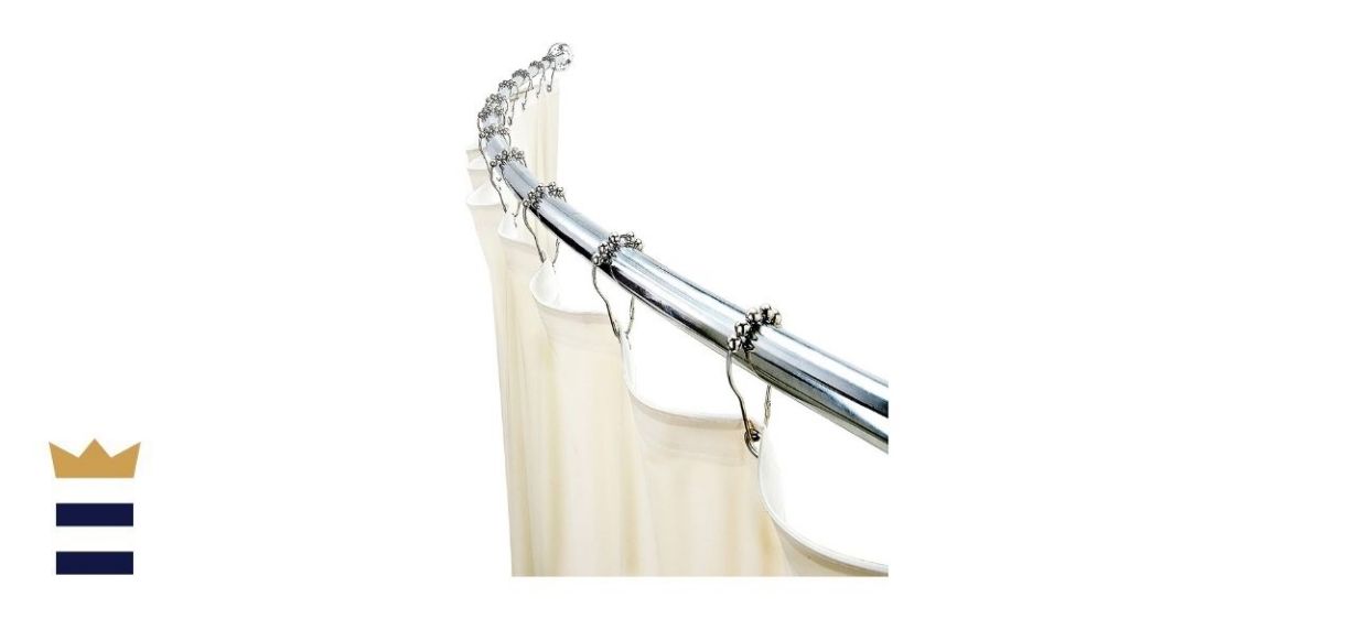 Bath Bliss, Easy to Install Wall Mounted Adjustable Curved Bathroom Shower Curtain Rod