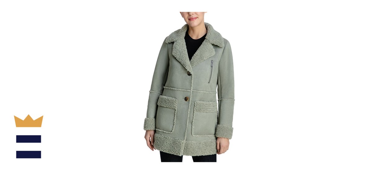 BCBGeneration Womens Faux Suede Teddy Coat