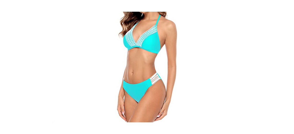 Beautyin Crochet Lace Bikini Two-Piece Triangle Swimsuit