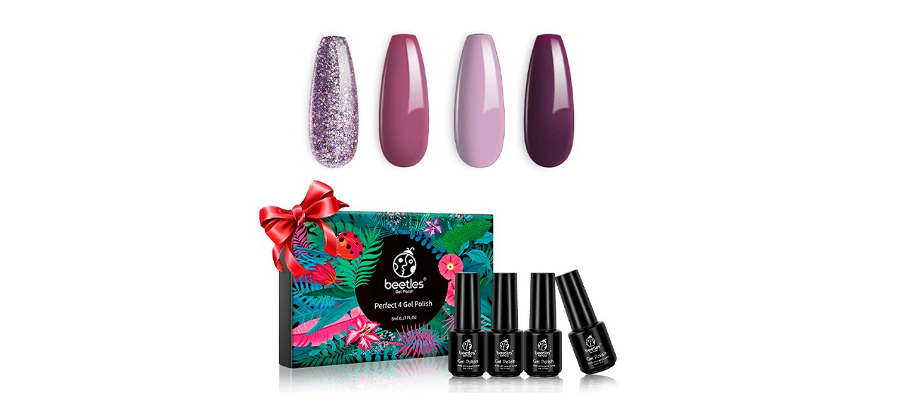 Beetles Purple Glitter Gel Nail Polish Set