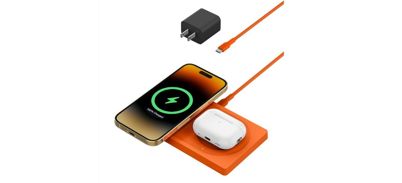 Belkin MagSafe-Compatible 2-in-1 Wireless Charger on white background
