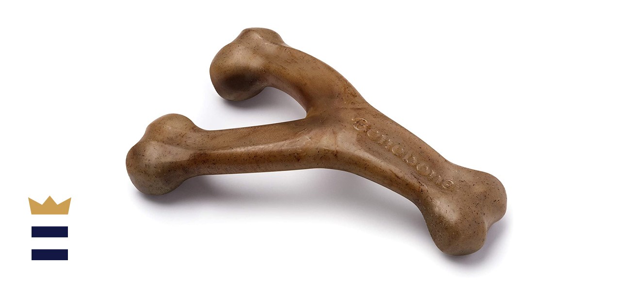 Benebone Real Bacon Durable Wishbone Dog Chew Toy
