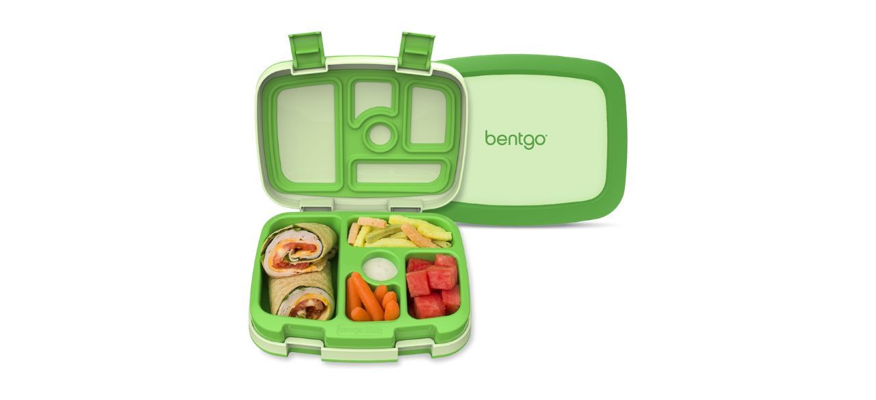 Bentgo Kids Bento-Style 5-Compartment Leak-Proof Lunch Box with food inside