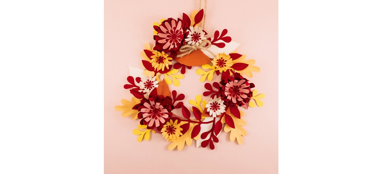 Orange and yellow fall paper wreath