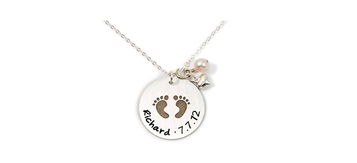 Best AJ's Collection Baby Footprint Sterling Silver Necklace Best AJ's Collection Baby Footprint Sterling Silver Necklace