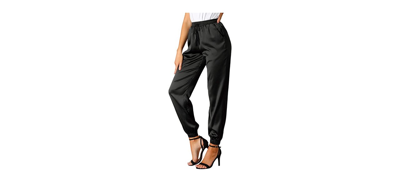 Best Allegra K Women’s Drawstring Satin Joggers