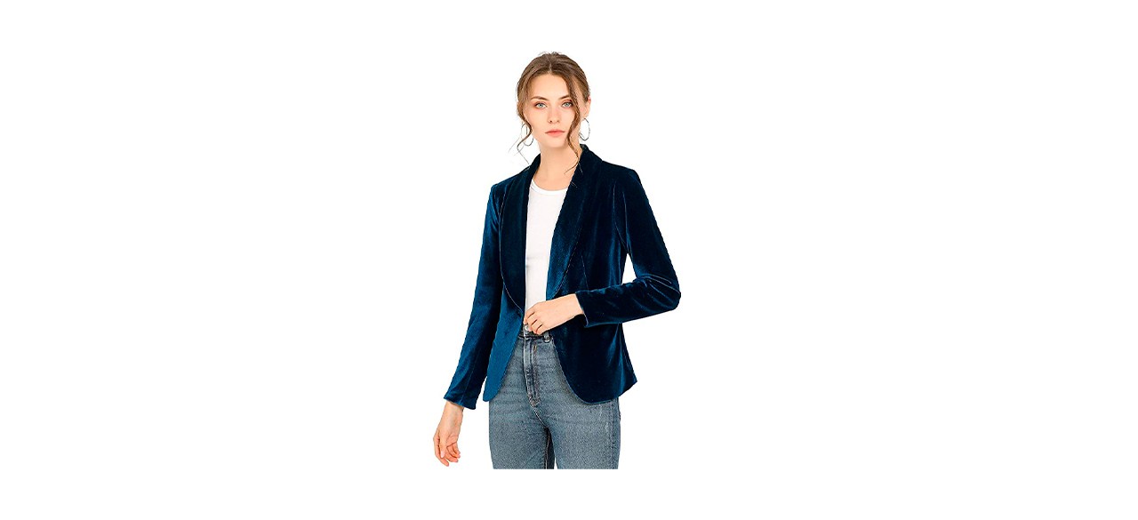 Best Allegra K Women's Shawl Collar Velvet Short Blazer