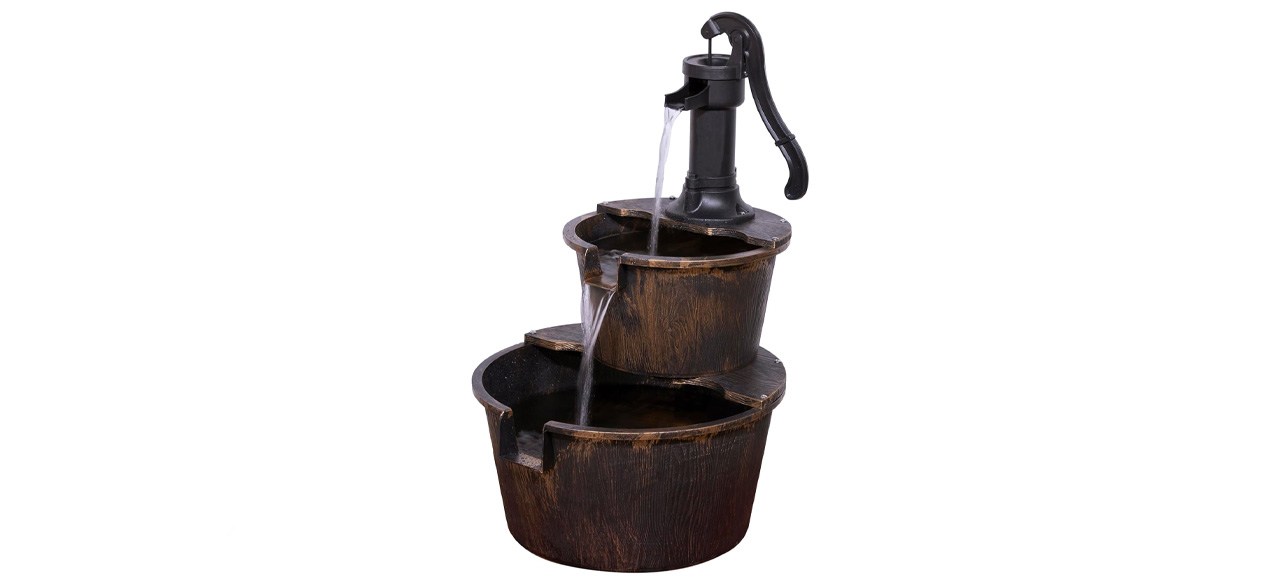 Alpine Corporation 27-Inch Tall Rustic Outdoor Water Fountain