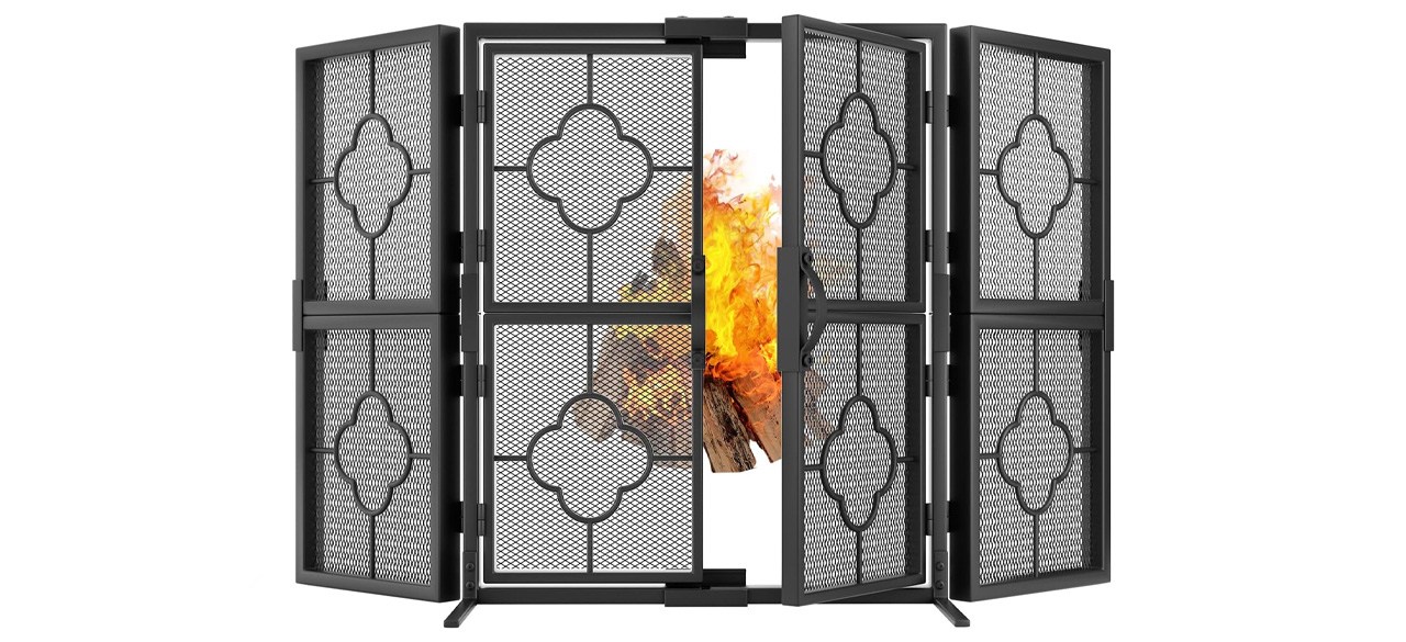 Amagabeli 3-panel Fireplace Screen with Doors