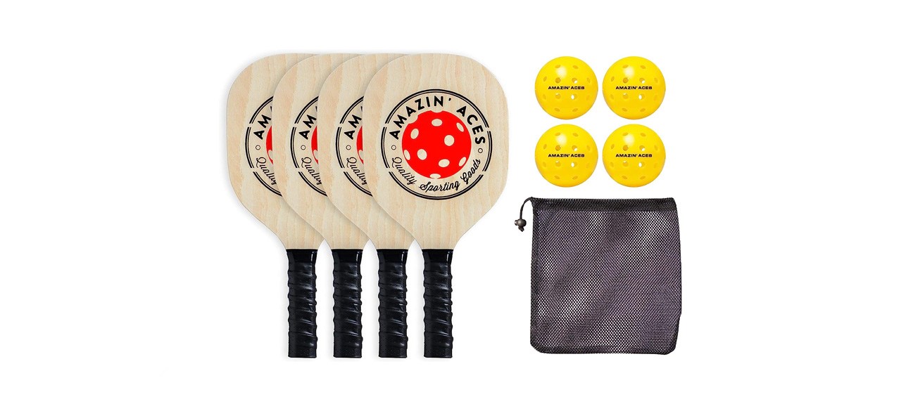 best Amazin’ Aces Pickleball Wood Four-Paddle Set