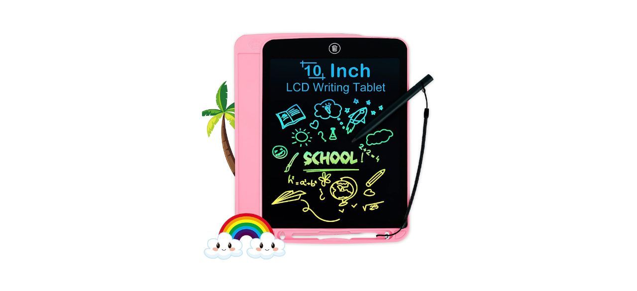 a kids tablet with drawings on it