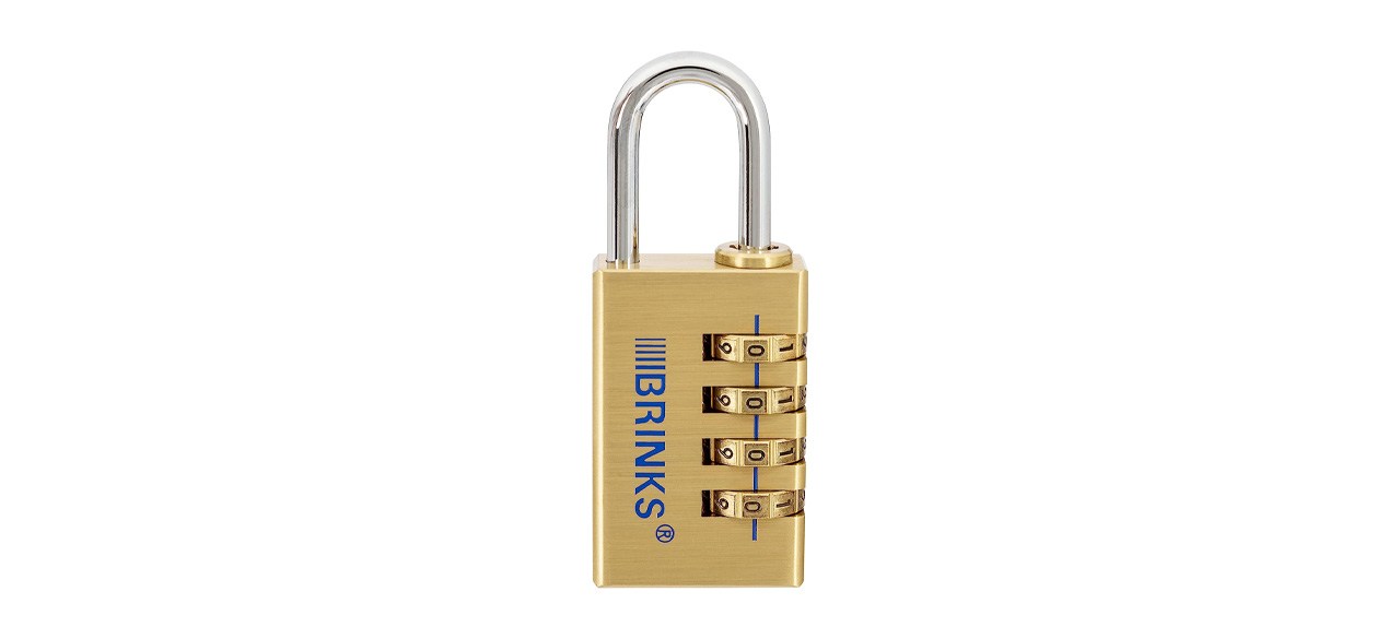 Brinks Solid Brass 4-Dial Resettable Padlock on white background
