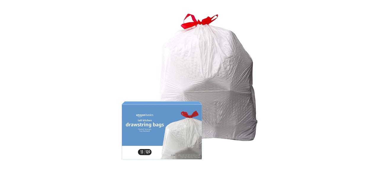 Amazon Basics Trash Bags on white background