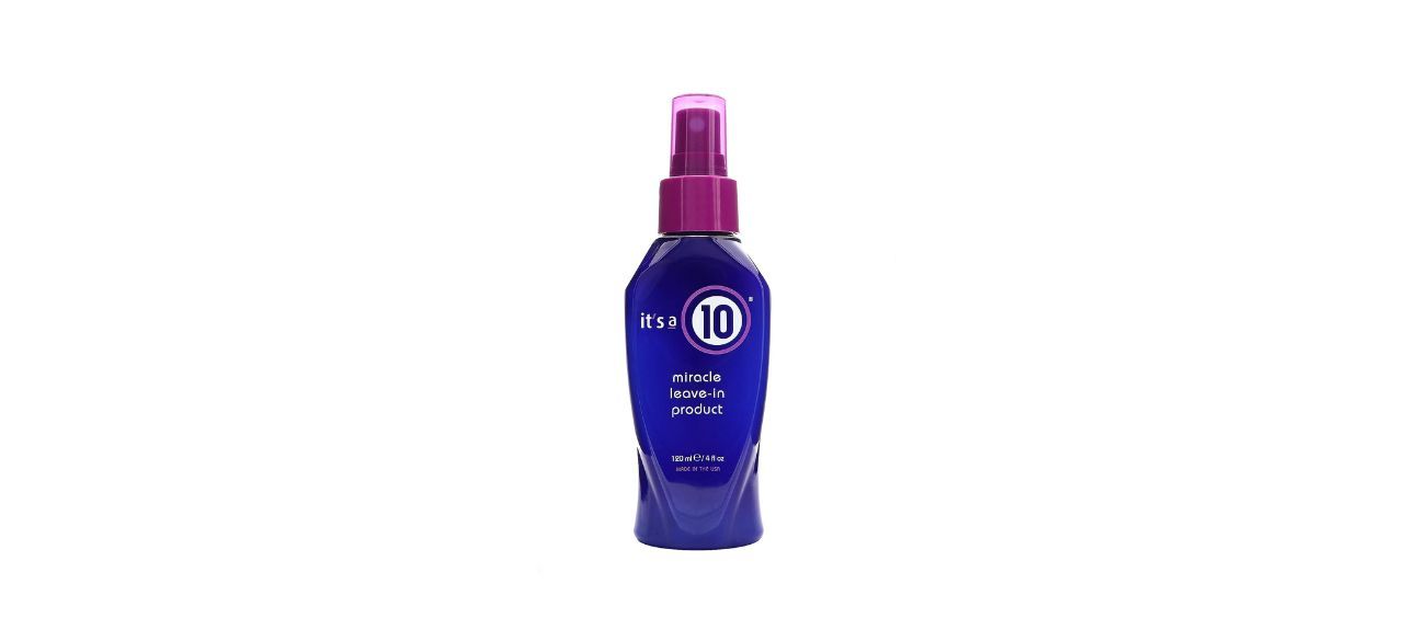 A small purple spray bottle of leave-in conditioner spray