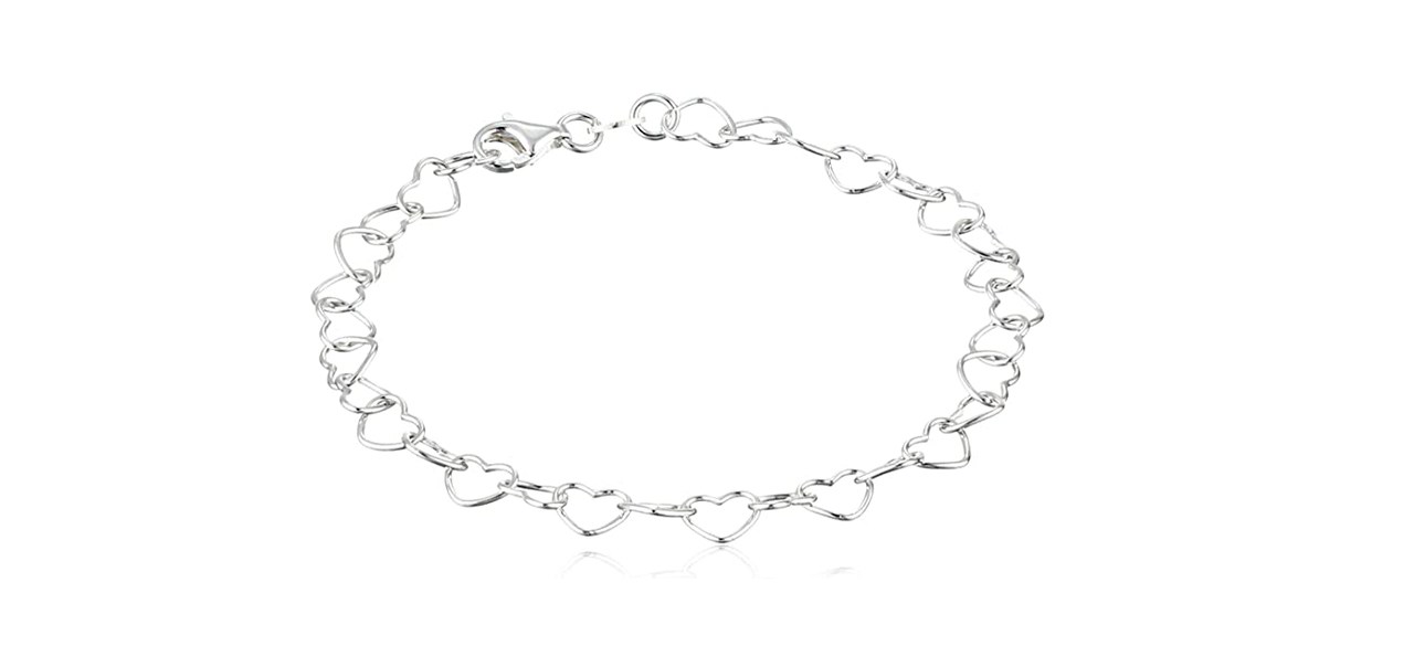 Best Amazon Collection Silver Heart Link Bracelet