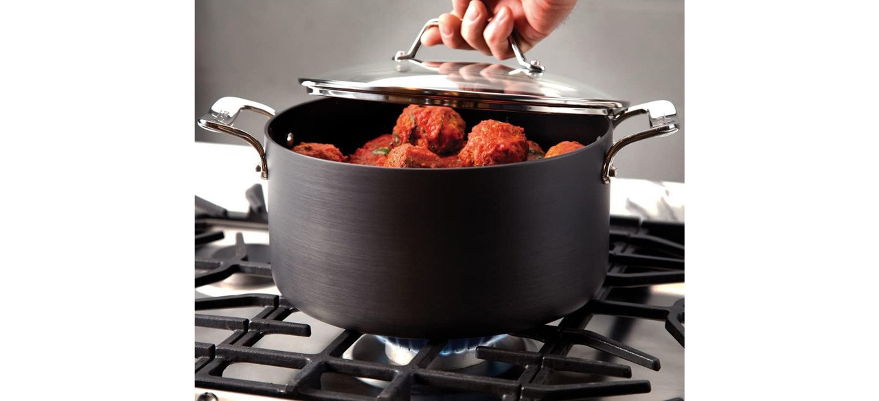 All-Clad Essentials Hard Anodized Nonstick Cookware pot on stovetop