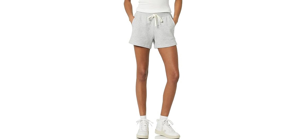 Gray Amazon Essentials Women's Fleece Short on white background