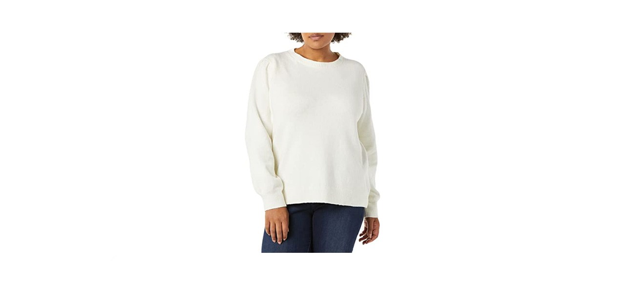 best Amazon Essentials Soft Touch Pleated Shoulder Crew Neck Sweater