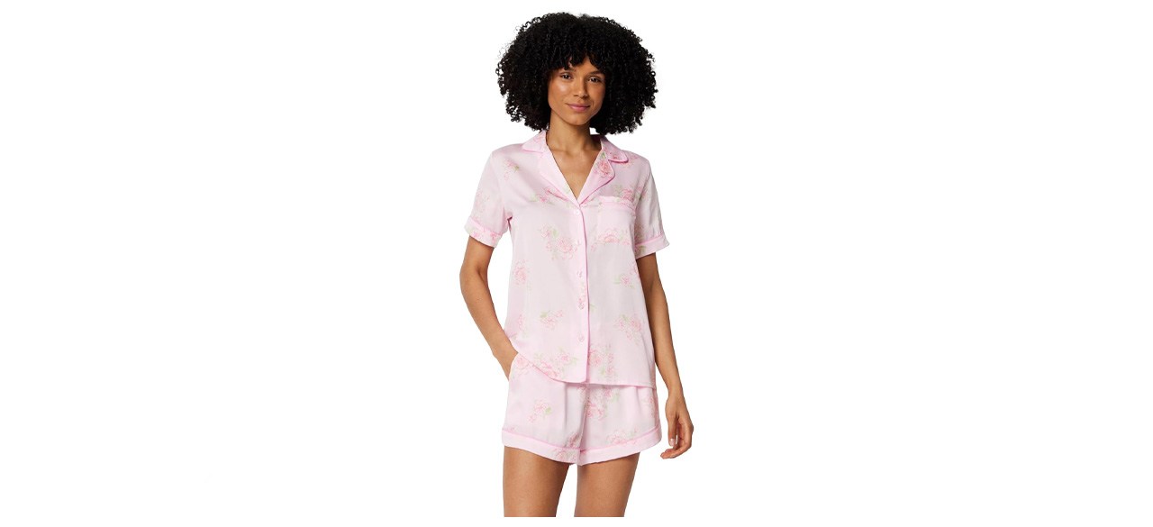 Amazon Essentials Women’s Satin Short Sleeve Button-Down Top and Short Pajama Set