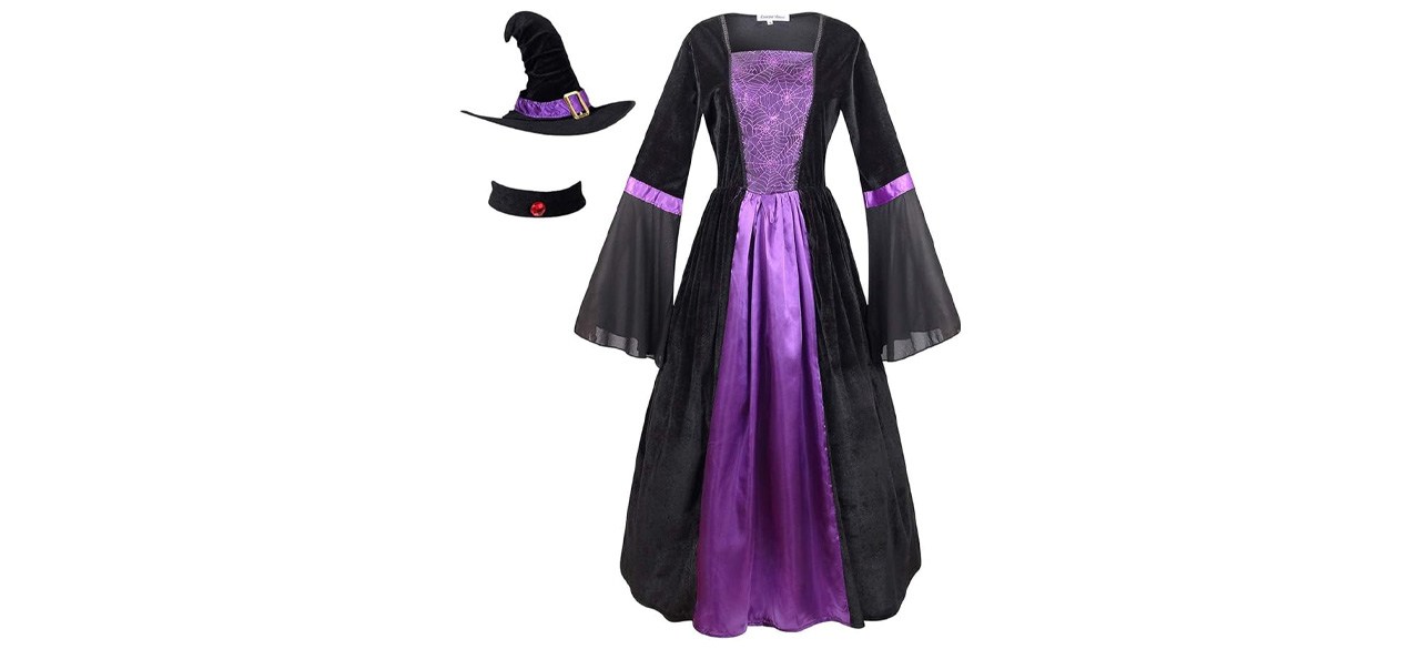 Colorful House Women Wicked Witch Costume on white background