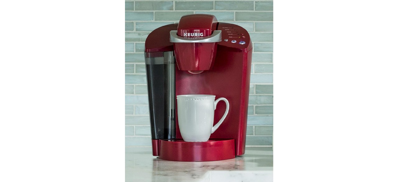 Red Keurig K-Classic Single Serve K-Cup Pod Coffee Maker on countertop