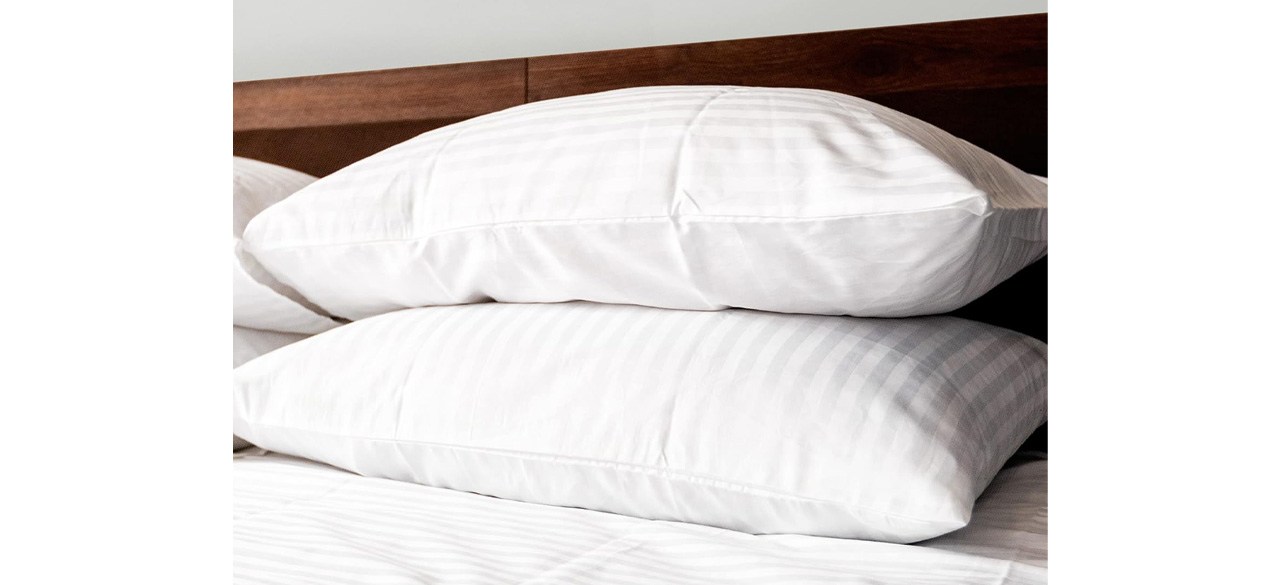Two stacked Beckham Hotel Collection Bed Pillows