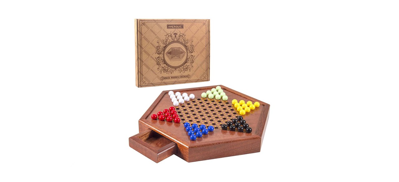 best Amerous Wooden Chinese Checkers Set with Storage Drawer