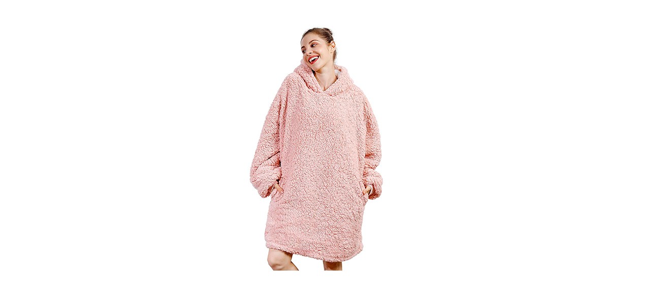 pink fluffy blanket sweatshirt