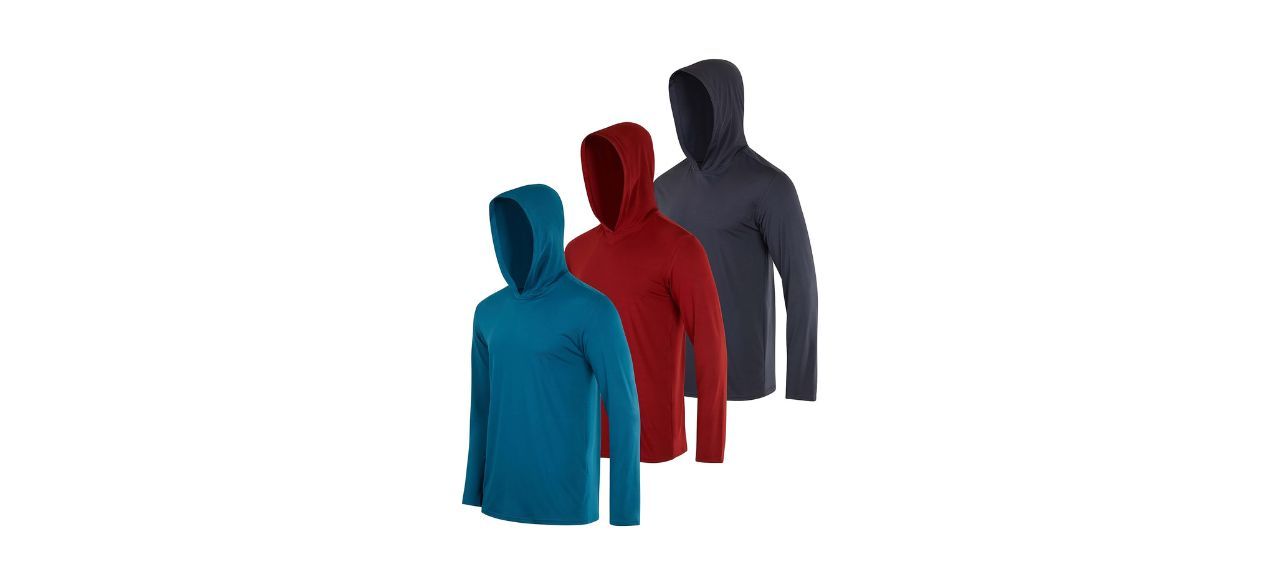 Real Essentials Men's Dry Fit Long Sleeve Athletic Hoodie 3-Pack