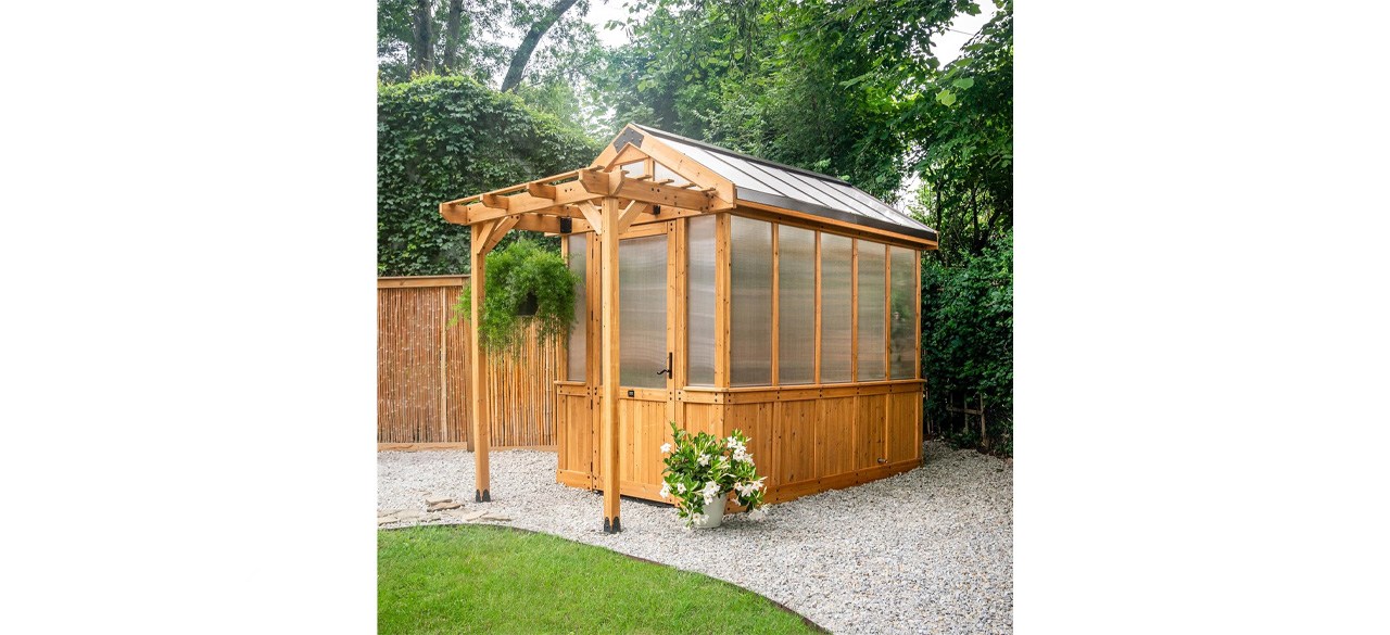 Backyard Discovery Bellerose 9 x 6 Cedar Wood and Polycarbonate Walk-in Greenhouse Kit
