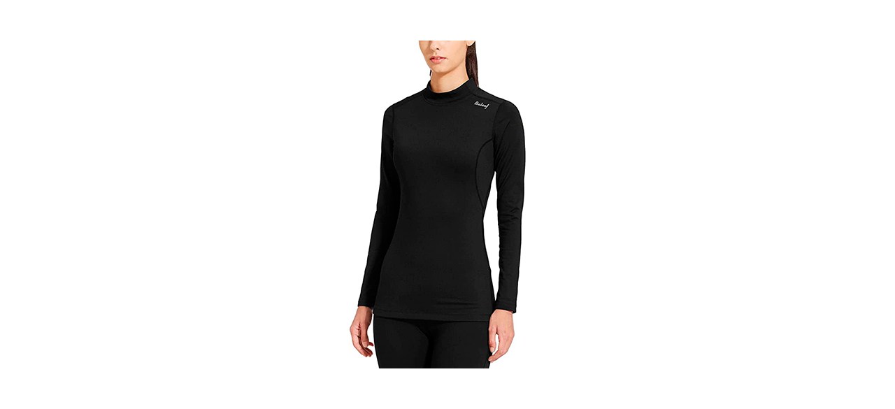 Best Baleaf Women's Fleece Thermal Mock Neck Long-Sleeve Running Shirt