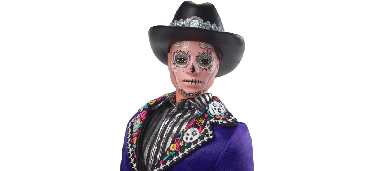 Día De Muertos Ken Doll in black hat and mask