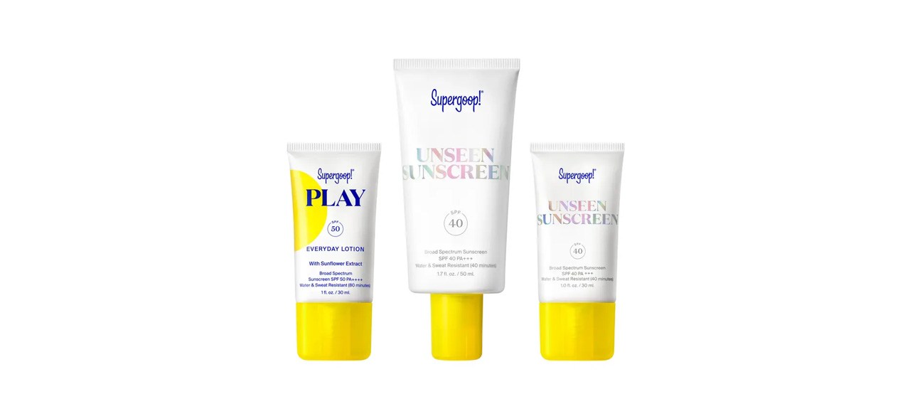 Supergoop! Unseen and Play Sunscreen Set on white background