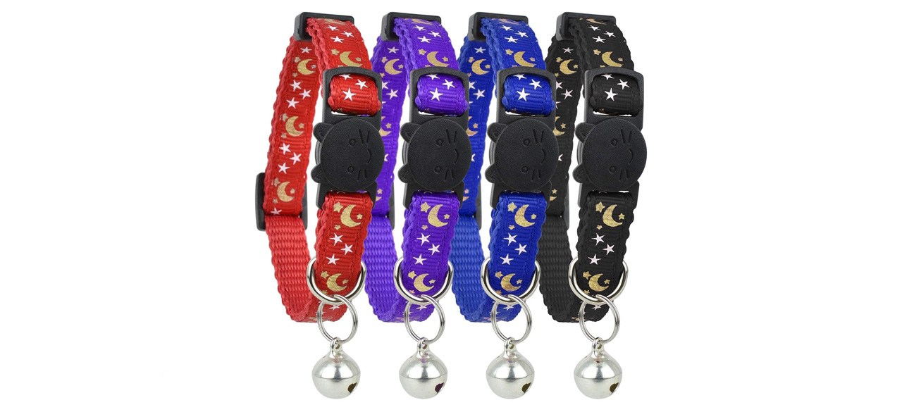 cat collars with bells in different colors