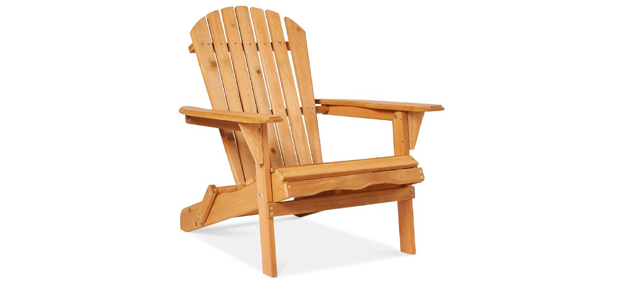 Best Choice Products Folding Adirondack Chair with Natural Finish