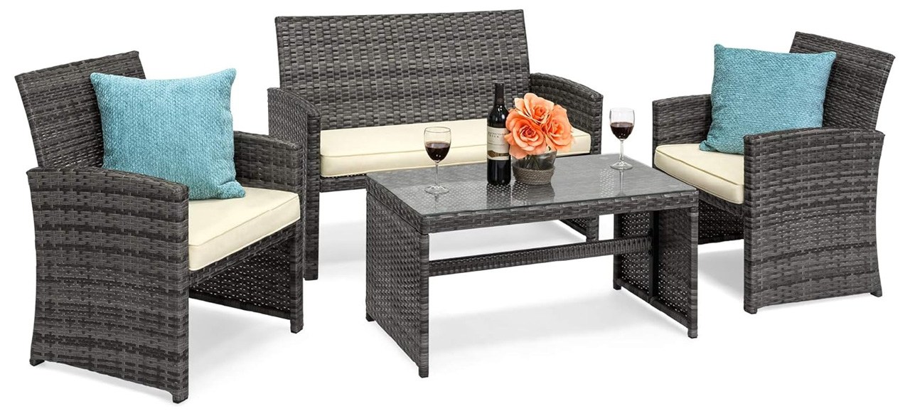Best Choice Products Four-piece Outdoor Wicker Patio Conversation Furniture Set