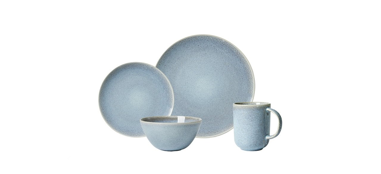 Better Homes & Gardens Linette Blue Round Stoneware 16-Piece Dinnerware Set