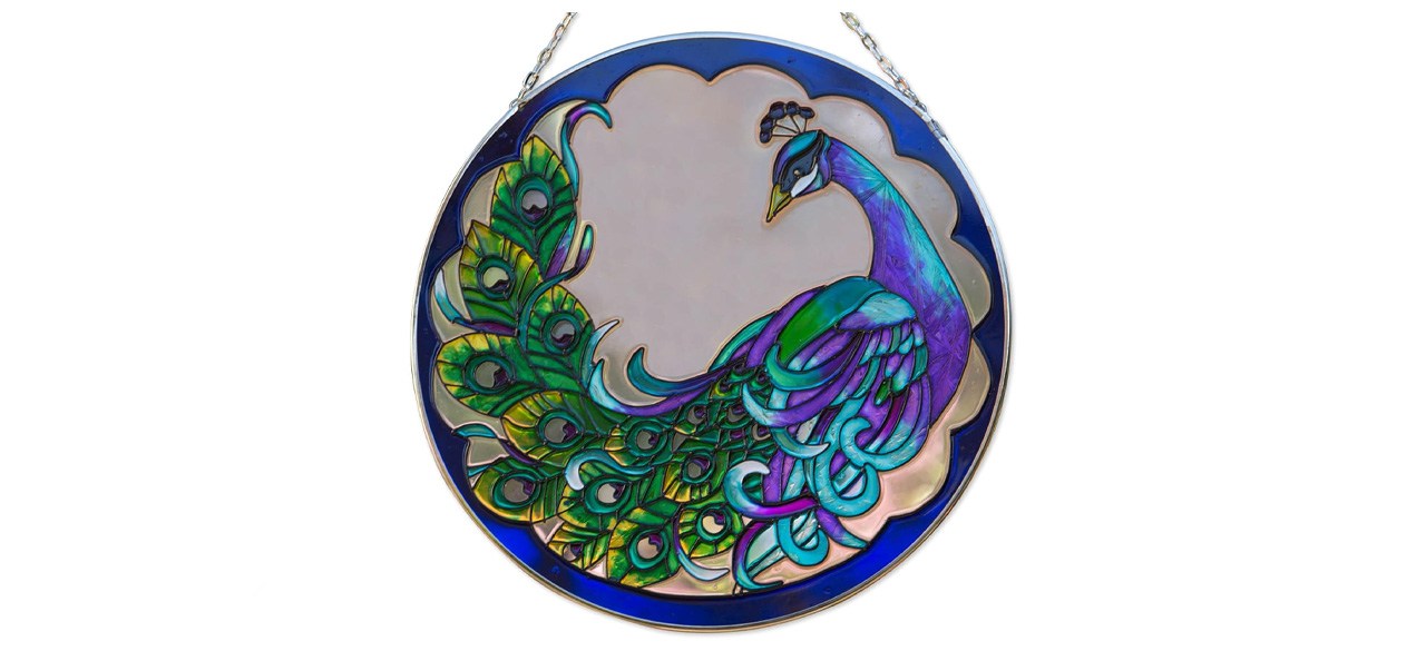 Bits and Pieces Peacock Art Glass Suncatcher