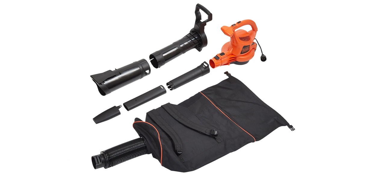 Black+Decker 3 em 1 mochila com fio soprador de folhas, aspirador de folhas
