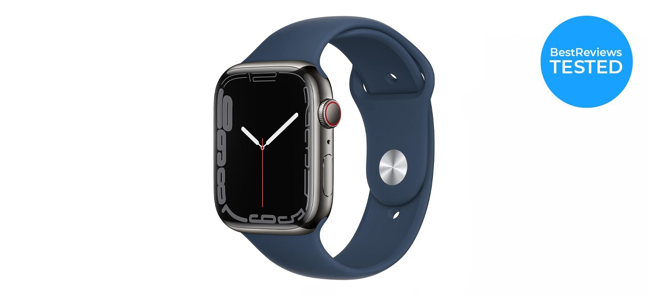 Best Apple Watch series 7 (GPS + Cellular 45mm) Graphite Stainless Steel Case with Abyss Blue Sport Band