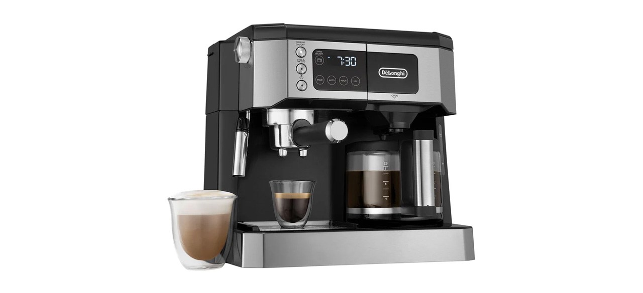 DeLonghi Coffee and Espresso Combo Brewer on white background