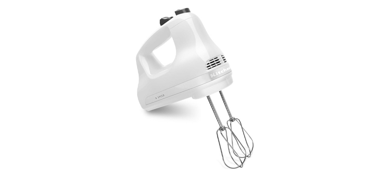 KitchenAid Ultra Power Hand Mixer, white, on white background